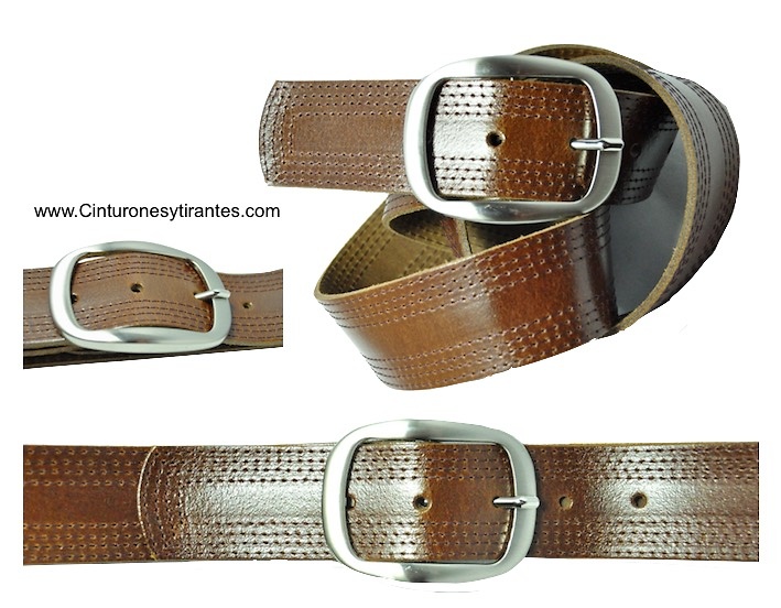 WOMAN BELT MADE WITH LEATHER TRIM STITCHING 