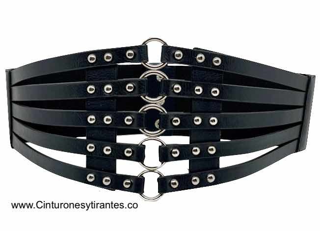 WOMEN'S ADJUSTED BODY BELT WITH METAL STRIPS AND RIVETS 