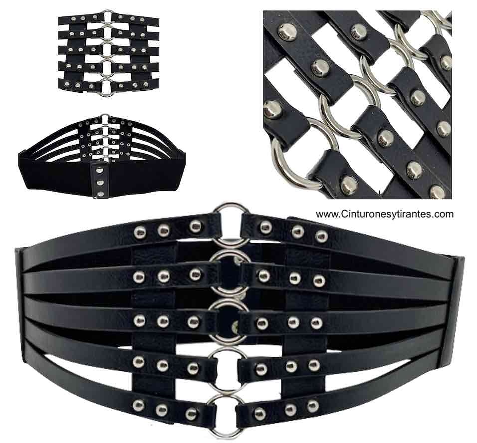 WOMEN'S ADJUSTED BODY BELT WITH METAL STRIPS AND RIVETS 