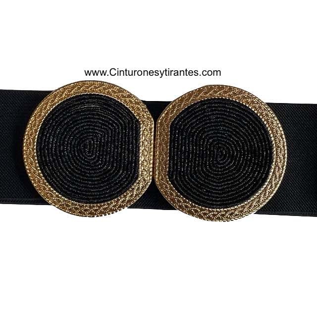 WOMEN'S ELASTIC BELT WITH GOLDEN CLOSURE CLOSURE WITH BEADS 