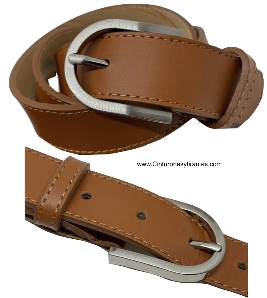 WOMEN'S FINE LEATHER CUBILO BELT ELEGANT AND VERSATILE IN 3 CM WIDTH 