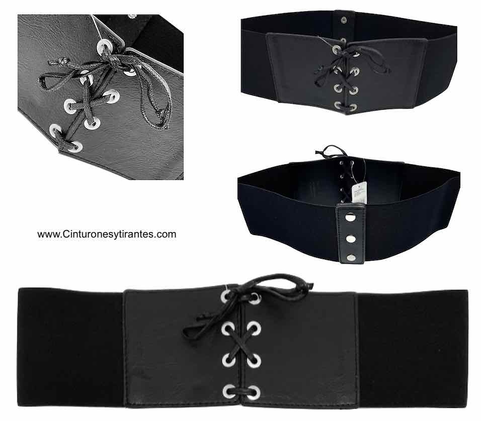 WOMEN'S FITTED BODY BELT WITH ELASTIC LACES AND RIVETS 