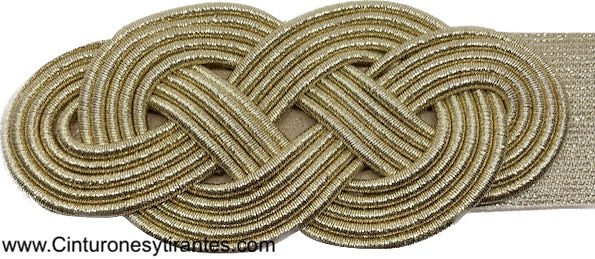 WOMEN'S GOLDEN ELASTIC BELT WITH GOLDEN CORDED EIGHTS CLASP 