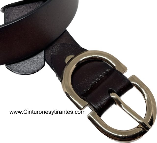 WOMEN'S LEATHER BELT WITH DOUBLE GOLD-PLATED BUCKLE 