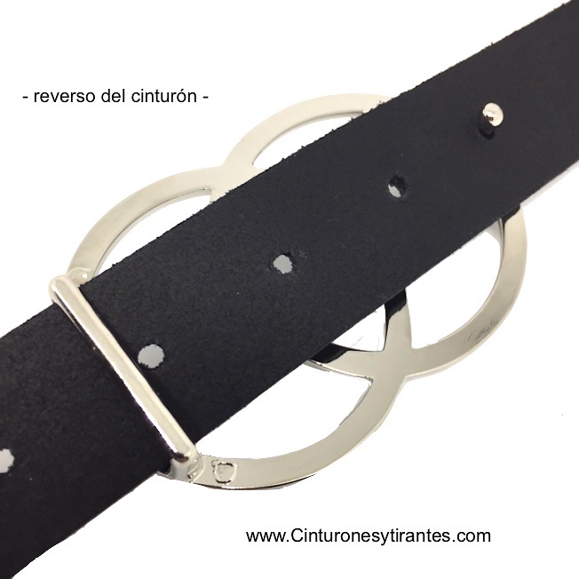 REVERSE BLACK BELT WITH SILVER BUCKLE 
