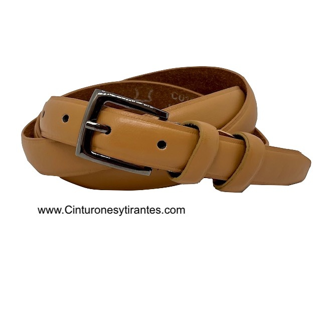 WOMEN'S NARROW LEATHER BELT WITH DOUBLE PIN 