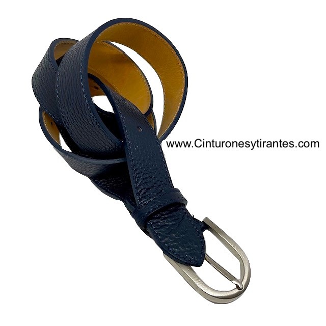 WOMEN'S NAVY BLUE LEATHER CUBILO BELT, ELEGANT AND VERSATILE IN 3 CM WIDTH. 