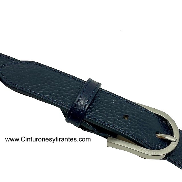 WOMEN'S NAVY BLUE LEATHER CUBILO BELT, ELEGANT AND VERSATILE IN 3 CM WIDTH. 