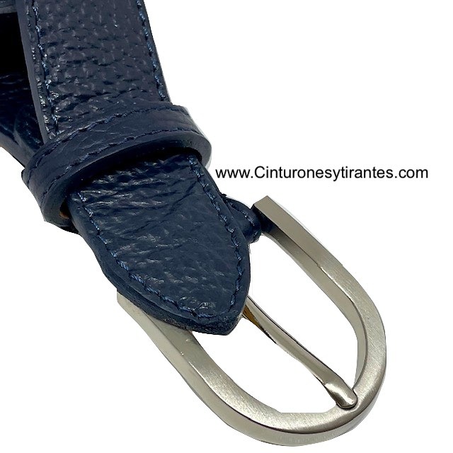 WOMEN'S NAVY BLUE LEATHER CUBILO BELT, ELEGANT AND VERSATILE IN 3 CM WIDTH. 