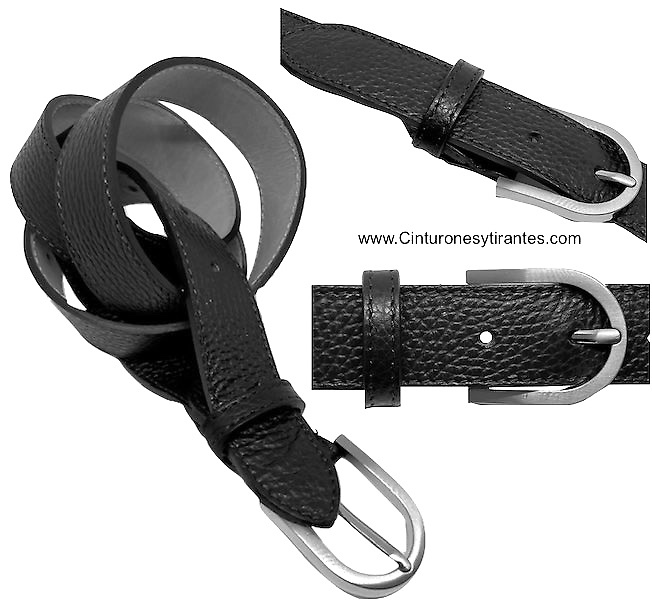 WOMEN'S NAVY BLUE LEATHER CUBILO BELT, ELEGANT AND VERSATILE IN 3 CM WIDTH. 