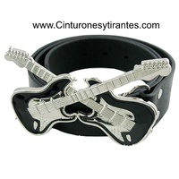 BELT MADE OF LEATHER WITH ELECTRIC GUITAR BUCKLE