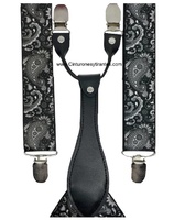 BLACK ELASTICATED AND ELEGANT BRACES WITH WHITE CASHMERE 