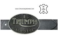 BLACK LEATHER BELT BUCKLE BUCKLE HOMAGE TO ENGLISH MOTORCYCLING