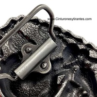 BRLACK LEATHER BELT WITH BUCKLE BIKER CHOPPER BUCKLE WITH CHAIN
