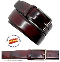 CINTURON HOMBRE DE PIEL LUXURY BRILLO BURDEOS