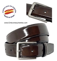 CINTURON HOMBRE DE PIEL LUXURY BRILLO MARRÓN