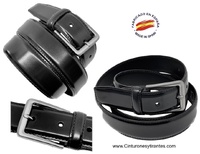 CINTURON HOMBRE NEGRO DE PIEL LUXURY BRILLO