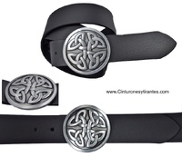 EATHER BELT BUCKLE WITH SOLID METAL CELTIC