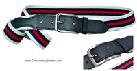 ELASTIC BELT EXTRA STRONG WHITE WITH MARINE AND RED BLUE STRIPES