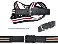 ELASTIC BELT WITH TRICOLOR SIZE REGULATOR WHITE NAVY BLUE AND RED