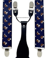 ELEGANT ELASTICATED NAVY BLUE SUSPENDERS WITH DOG HEADS