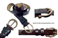 FLORENTINE LEATHER BELT WITH GOLDEN OMEGA BUCKLE