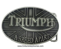 LEATHER BELT BROWN LEATHER BUCKLE HOMAGE TO CLASSIC ENGLISH MOTORBIKES