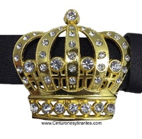 LEATHER BELT WITH DORADA ROYAL CROWN BUCKLE