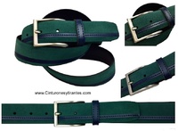 LEATHER BELT WITH FINISHED GREEN AND NAVY BLUE CUBILO BRAND