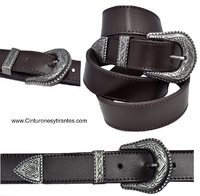 LEATHER BELT WITH TERMINATION AND METAL PIN - 5 COLORS -