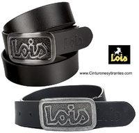 LOIS LEATHER BELT WITH CHAPON BUCKLE WITH EMBOSSED LOIS BRAND