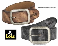 LOIS WORN LEATHER BELT WITH DOUBLE STEP BUCKLE