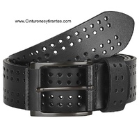 MAN'S BELT WITH PERCHORED LEATHER WIDE