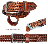 MAN'S BRAIDED BELT IN ORIGINAL LEATHER SPIKE