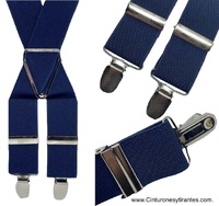 MEN'S 3.5 CM WIDE ELASTICATED BRACES IN NAVY BLUE