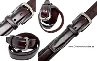 MEN'S LEATHER BELT RAISED WITH PERIMETER STITCHING