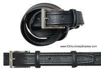 MENS LEATHER BELT WITH DOUBLE RIB