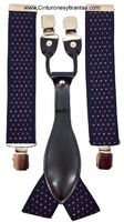 MEN'S NAVY BLUE BRACES WITH WHITE AND RED DOTS
