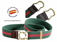PREMIUM MEN'S GREEN AND RED BELT WITH GOLD PLATED BUCKLE