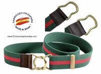 PREMIUM MEN'S GREEN AND RED BELT WITH GOLD PLATED BUCKLE