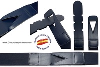 PREMIUM MEN'S NAVY LEATHER AND METAL-FREE ELASTICATED RUBBER BELT