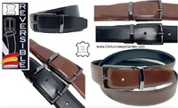 REVERSIBLE BLACK LUXURY LEATHER AND BLACK LEATHER REVERSIBLE BELT WITH BLUED BUCKLE FOR MAN 