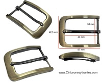 SMOOTH GOLD-PLATED METAL BUCKLE FOR BELT WIDTH 35 MILLIMETRES