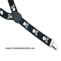 SUSPENDERS  WITH SKULLS FUNNY WITH CLIPPER IN SHAPE OF Y