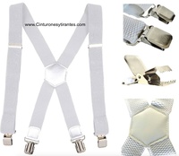 TIRANTES BLANCOS  THOR  ANCHOS Y RESISTENTES CON PINZAS METAL FUERTES CON REGULADOR