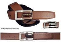 TITTO BLUNI  LEATHER BELT MEN REVERSE  AND BUCKLE DESIGN