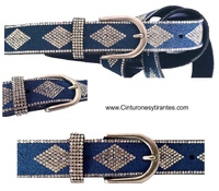 Woman belts with rhombuses of shiny stones